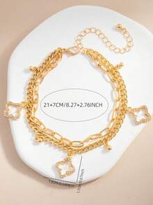 Tobillera de trébol nueva para mujer, regalo para amigas - Dorado - Ver 3