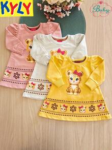 Vestido Bebê Infantil Menina Manga Longa Kyly Premium - Amarelo mostarda - Visão 5