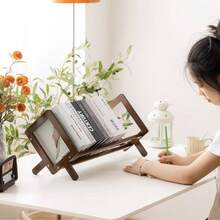 1pc Minimalist Bamboo Desktop Bookshelf, Single Layer Foldable Book Storage Rack, Natural Wood Style Book Organizer, Suitable For Home Office Bedroom Desktop Display, 30cm/40cm Optional - Multicolor - View 2