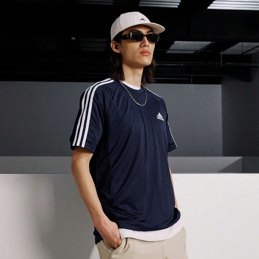 Adidas M Sereno 3S T Quick-Dry Raglan Sleeve Sports Casual Short Sleeve Crew Neck T-Shirt - Royal Blue - View 1