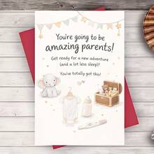 1/2 Sets Cute Elephant Greeting Card With Envelope, New Parents Greeting Card, Pregnancy Announcement Congrats Card, Baby Shower Gift - Multicolor - View 7