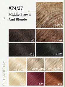DNE HAIR 4件裝直髮夾式真人髮接片，8夾雙層隱形設計，P4/27# 中棕色與金髮，12-18英吋，耐用防脫落，柔軟厚實質感，適合全頭佩戴，日常穿搭、節日與季節性搭配 - S4/27 - 查看 8