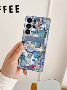 1 pièce Étui de téléphone en TPU gris avec motif collage vacances sur les îles grecques, couverture complète, antichoc et 1 pièce porte-carte adhésif gris avec motif collage vacances sur les îles grecques, nouveau 2-en-1, protection complète, anti-poussière, étanche, coque souple, convient pour étui de téléphone polyvalent/porte-carte/étui de téléphone amusant/étui de téléphone Android/étui de téléphone/étui de téléphone/étui de téléphone/convient pour Galaxy/Galaxy S26 S25 S24 S23 S22 S21 S20 Plus Ultra FE - Multicolore - Voir 3