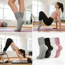 1/3/6 Đôi tất thể thao yoga nữ cổ trung, tất Pilates nữ - tất chống trượt có độ bám phù hợp cho yoga, barre, bệnh viện, đi chân trần - Nhiều màu - Xem 4