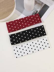 3件組紅色波點波希米亞運動瑜珈髮帶，吸汗彈性柔軟頭巾（男女通用），適用於洗臉、化妝、卸妝、日常穿著、健身、瑜珈、啦啦隊、舞蹈、夏季髮飾運動髮帶騎單車吸汗帶 - 黑白紅(3pcs) - 查看 7