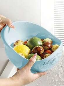 1 pieza Lavador de arroz multifuncional para el hogar, colador para lavar verduras, cesta de almacenamiento para lavar frutas y verduras de cocina - Talla única - Ver 5