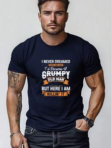 Camiseta de hombre de talla, relajada y casual, sencilla y limpia, con estampado gráfico del eslogan NUNCA PENSÉ QUE EN UN DÍA SERÍA ASÍ, de manga corta y cuello redondo, para verano. - Blanco - Ver 2