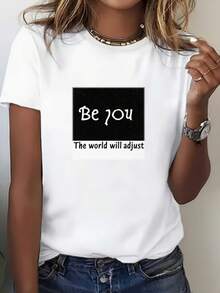 Camiseta "Be YOU" para Mujer - Camiseta Ajustable con Frases Inspiradoras para el Verano, Regalo Perfecto para el Día de la Independencia, Salidas Familiares y Eventos Corporativos - Camiset - negro - Ver 1