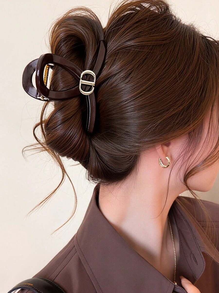 1pc Large Hair Claw, Women's Exquisite Hair Clip, Secure Grip, Suitable For Updos And High Buns, Versatile For Daily Wear - Multicolor - View 1