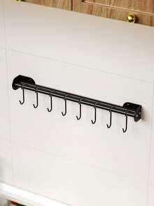 1pc Wall-Mounted Kitchen Rack - Smooth Sliding Hooks, Ample Storage Space, Convenient Paper Towel Holder, Modern Multi-Functional Hanging Bar - Metal Construction, Perfect For Modern Home Decor - Kitchen Hook Rack - View 1