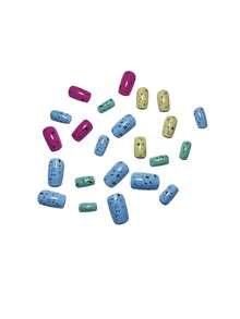 Macaron 4-Color Quail Egg Wearable Nails, Medium Square Shape, Skin-Brightening Matte Nail Art Tips - Multicolor - View 4