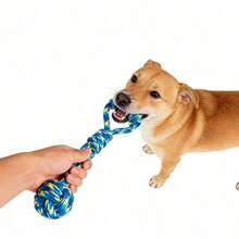 手工編織繩結狗拉扯玩具，耐用防咬，適合中大型成年犬，消耗體能，互動式投擲與接球訓練，狗牙齒發育與牙齒清潔玩具 - 彩色 - 查看 5