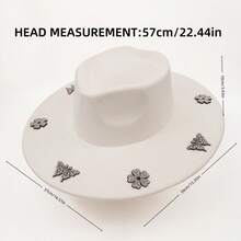 Elegant  Felt Hat With Sparkly Rhinestone Butterfly  Flower Details For Daily  Vacation Outfits - Blue - View 7