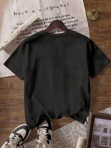 Women's 100% Pure Cotton Round Neck Short Sleeve Casual Summer Top, Casual T-Shirt Black - Black - View 6