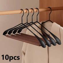 Premium Black Suit Hanger, Solid Wood And Metal Combination Thickened Heavy-Duty Hanger, With Anti-Slip Rubber Shoulder Pads, Space-Saving Design, Suitable For Coats, Suits, Jackets And Trousers, Multi-Functional Luxury Iron And Wood Hanger - View 9