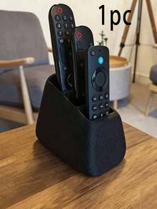 1pc 3-Slot Remote Control Holder Organizer, Suitable For TV/DVD/Blu-Ray Player/Audio System/Game Console, Living Room/Bedroom Media Storage, Decorative Remote Control Storage Box With Compartments, No Power Needed, Easy To Use. - Multicolor - View 1