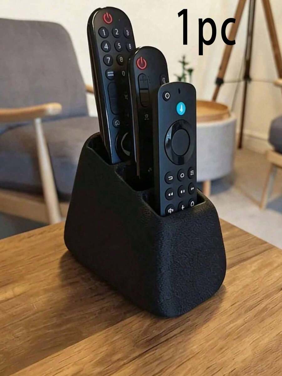 1pc 3-Slot Remote Control Holder Organizer, Suitable For TV/DVD/Blu-Ray Player/Audio System/Game Console, Living Room/Bedroom Media Storage, Decorative Remote Control Storage Box With Compartments, No Power Needed, Easy To Use. - Multicolor - View 1