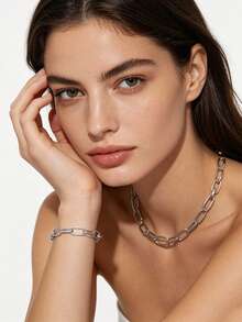 1m 304 Stainless Steel Hip-Hop Style Heart, Oval And Other Chain Necklace And Bracelet, DIY Jewelry Making, Suitable For Daily Wear - Chain - View 3
