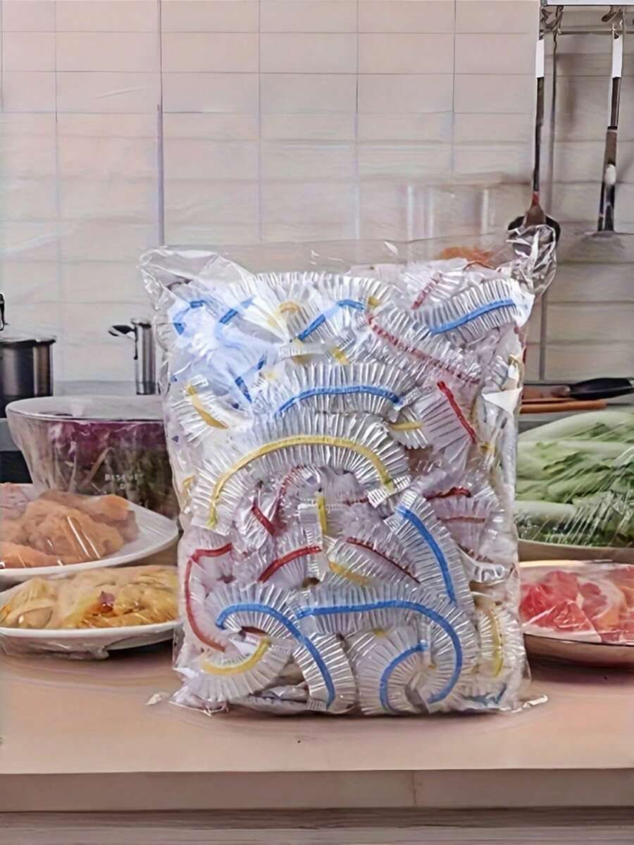500/200/100/50 pièces Film plastique coloré avec auto-scellage élastique, convient pour couvrir les bols et les assiettes, garder les restes frais, couvercles alimentaires pour la maison, accessoires de cuisine, essentiels de cuisine, décoration de la maison, indispensables pour pique-nique, fournitures de rangement pour la rentrée scolaire