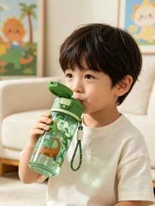 Leak-Proof Portable Straw Water Bottle, Large Capacity Outdoor Sports Water Bottle - Green - View 4
