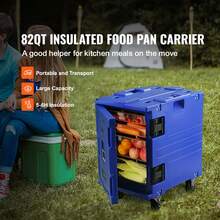 90L Insulated Food Container Carrier, Hot Box For Catering, LLDPE Food Container Carrier With One-Piece Buckle, Front Loading With Handles, End Loader With Wheels - 90 L - View 2