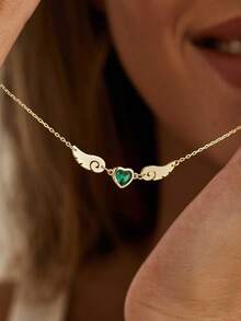 Custom Birthstone Necklace, Angel Wings Necklace, Anniversary Gift, Birthday Gift, Graduation, Grandma Gift For Mom,Mothers Day Gift For Her - Multicolor - View 9