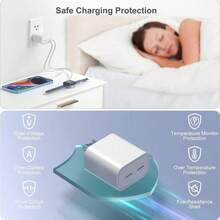 20W 雙孔充電器適配器附 3.3FT/6.6FT USB-C 轉 Lightning 傳輸線，快速充電套組，相容於 14 13 12 11 系列 - 查看 6