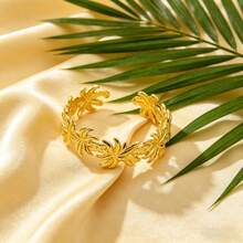 VceTd 1pc Casual Minimalist Stainless Steel Women's Bracelet With Coconut Tree Design, Suitable For Daily Wear, Beach Vacation Or Seaside Date - Yellow Gold - View 6