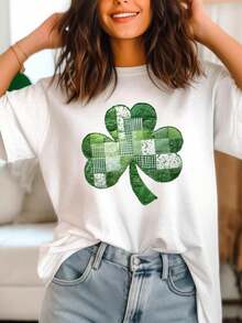 1 Piece Shamrock's Social Club PNG, St. Patrick's Day PNG Designs, Retro St. Patrick's Day Beer Mug, Funny, 180g 100% Cotton - 白色 - 查看 1