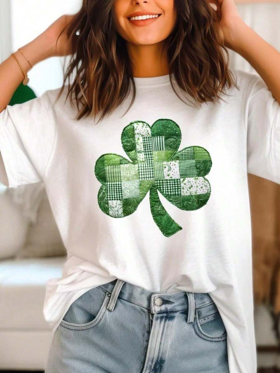 1 Piece Shamrock's Social Club PNG, St. Patrick's Day PNG Designs, Retro St. Patrick's Day Beer Mug, Funny, 180g 100% Cotton - 白色 - 查看 1