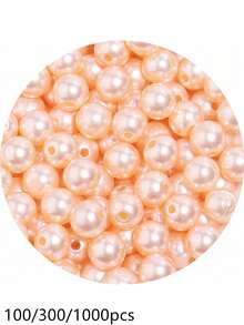 100/300/1000顆塑膠人工珍珠,彩色、圓形、直孔、散珠,3/4/6/8/10mm,適用於自製手鍊、耳環和項鍊 - 霧霾藍 - 查看 18