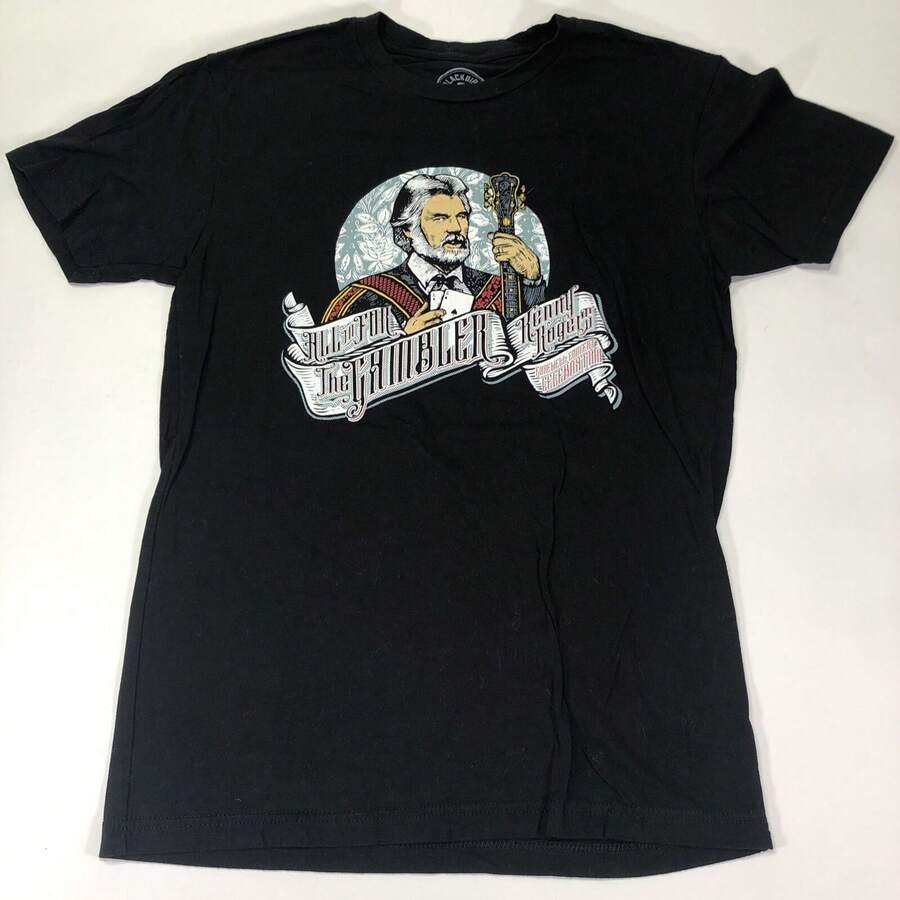 Kenny Rogers All In For The Gambler Farewell Concert Double Sided Small Shirt - Black - View 1