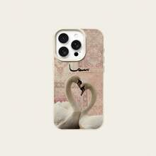 1pc TPU Material Elegant Pink Pattern Swan Arabic Decorative Pattern Phone Case Compatible With IPhone 17 Pro Max/17/16 Pro Max/15/13/12/11/ S20 FE/A15/S24/A55/ Note 11/Note 12/Note 13 Pro Full Coverage Shockproof Soft Shell Protective Cover - White - View 6