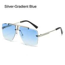 Men's Square Rimless  With Double Bridge And Frame, With Protection And Gradient Lenses - Silver-gradient Blue - View 1