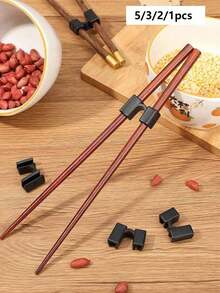 5/3/2/1pcs Beginner Plastic Chopstick Holder, Solid Color Reusable Chopstick Training Aid, Beginner Training Tool, Suitable For All Ages, Reusable Kitchen Accessory, Help You Master Chopstick Skills, Dining Utensils And Tableware, Christmas Gift - Multicolor - View 1