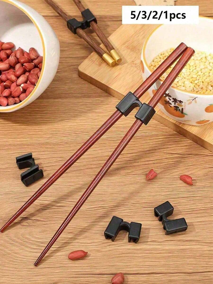 5/3/2/1pcs Beginner Plastic Chopstick Holder, Solid Color Reusable Chopstick Training Aid, Beginner Training Tool, Suitable For All Ages, Reusable Kitchen Accessory, Help You Master Chopstick Skills, Dining Utensils And Tableware, Christmas Gift - Multicolor - View 1