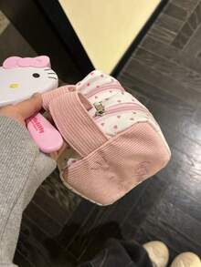 Ins可愛粉色蝴蝶結貓咪筆袋手提包甜美女孩化妝收納袋 - 粉色 - 查看 4