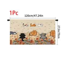 1pc, Home Decor, Cat Pattern Printed Table Skirt, Kitchen Small Curtain, Kitchen Cabinet Cover, With Curtain Holes, Easy To Hang, Rectangular, Machine Woven, Machine Washable, Kitchen Decoration And Accessories, Perfect For Kitchen Cabinets And Home Decor - Multicolor - View 14