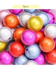 5/10/20/30/50/100顆 8-20mm 多尺寸圓形珠子，彩色壓克力珍珠光貓眼效果直孔散珠，DIY手鍊項鍊耳環珠寶製作裝飾珠 - 彩色 - 查看 10