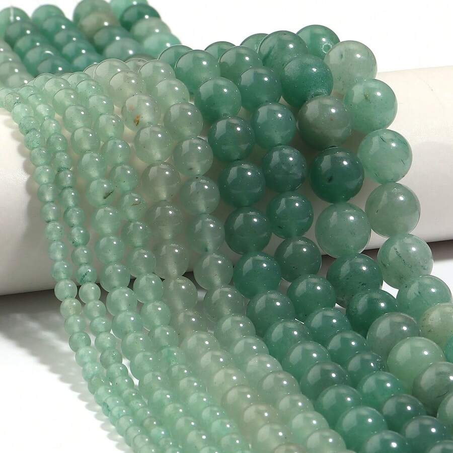 1 Strand Green Aventurine (Approx. 30-90 Beads) Fashionable Elegant Beaded Loose Beads DIY Bracelet Necklace Earring Accessories Jewelry Making Beads