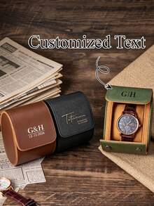 Customized Leather Watch Box, Personalized Travel Watch Roll, Customized Engraved Leather Watch Box, Personalized Name Engraved Watch Storage Box, Customized Watch Display Box, Watch Storage Box, Jewelry And Watch Storage Box, Pocket Watch Box, Customized - Multicolor - View 2