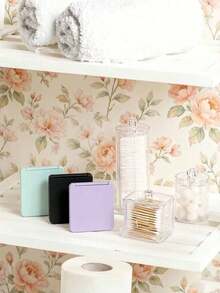 Dressing Table Cosmetic Storage Box, Jewelry Box, Storage Container, Room Decoration, Home Decoration, Bathroom Decoration, Original Cosmetic Storage, Round Sanitary Napkin/Dental Floss Box Organizer, For Sorting And Storage, Travel Essential. - Clear - View 8