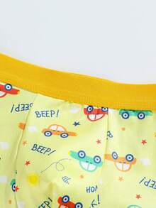 4pcs/Pack Boys' Cartoon Vehicle Printed Comfortable Soft Boxer Briefs - Multicolor - View 7