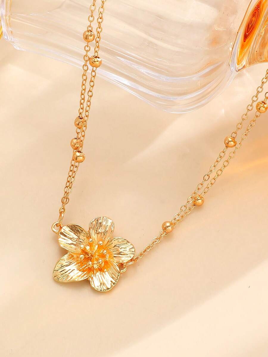 1pc Fashion Sexy Bohemian Style Double Layer Floral Chain Adjustable Waist Chain, Suitable For Daily Wear, Party, Dance, Beach And Bikini Body Jewelry Accessory - Yellow Gold - View 1