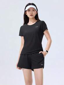 XTEP Women's Quick-Dry Sports Set Summer 2026 New Fitness Training Breathable Running Casual Badminton Set, Solid Black - True Black - View 3