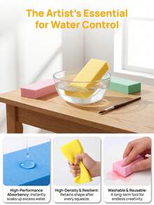 1PC Water-Absorbing Sponge, 17CM*7CM*3CM High-Density Micro-Porous Design | Ideal For Removing Acrylic Paint And Watercolor | Multi-Functional Kitchen And Bathroom Cleaning | Reusable - 17cm*7cm*3cm - View 1