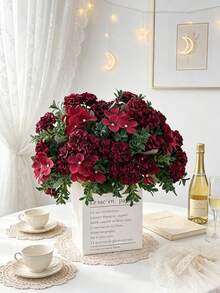 1pc Artificial Silk Peony Bouquet Fake Carnation Faux Plant, Suitable For Spring And Autumn Decoration, Wedding Vase, Home, Room, Restaurant, Bedroom, Bathroom Decor, Mother's Day Gift, Holiday Birthday Party, Outdoor Garden Decoration - Red - View 8