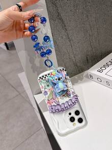 Disney Has Authorized, Phone Case - Chain Set, The Stitch Lilo & Stitch 3D Phone Case Plus A Silicone 3D Stitch Bracelet With Metallic Ring Removable Bracelet, Stitch And Angel Pattern, Compatible With Iphone17/16/15/14/13/12/11/XS/XR/X Plus Pro Max, A Stylish Cartoon Phone Case, The Perfect Gift Choice, Phone Protection, Durable Phone Cover, Great Gift For Friends And Family. - 白色 - 查看 5