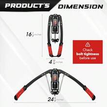 Hydraulic Power  Bar 22-440 Lbs For Arm Exercise Equipment - Golden Ratio Triangle Structure, Adjustable Knot, Non-Slip PU Handles, Storage Lock - Red - View 2