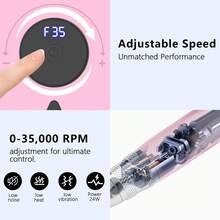35000RPM Electric Nail Drill With LED Display And Pause Function, Manicure And Pedicure Set, Suitable For Nail Salons And Home DIY - 粉色 - 查看 4
